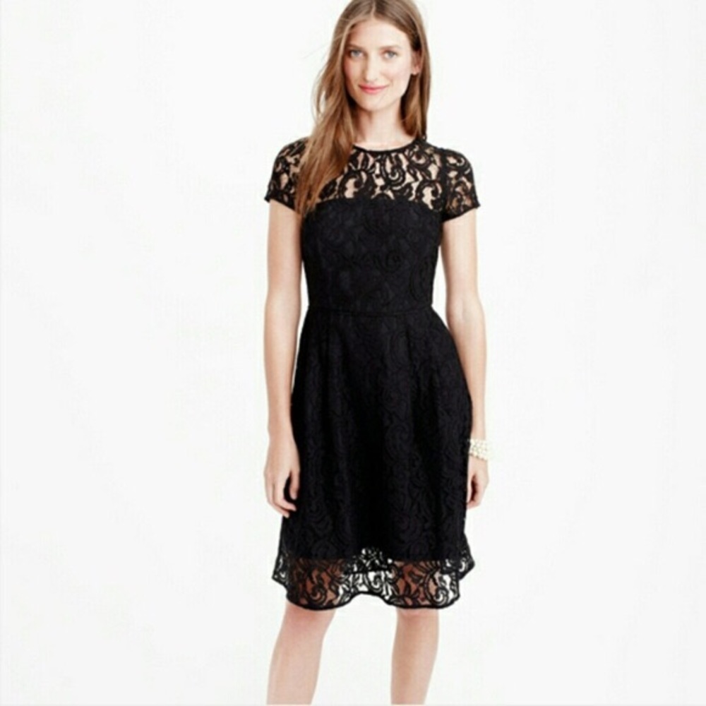 J Crew Alisa Dress in Leavers Lace (NAVY)
